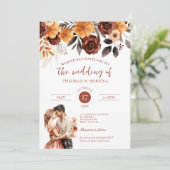 パンパスグラスラスト秋QRコードオールインワン結婚ズ 招待状 (スタンド正面)