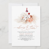 パンパスグラスワインテイスティングテラコッタブライダルシャワー 招待状 (正面)