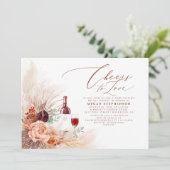 パンパスグラスワインテイスティングテラコッタブライダルシャワー 招待状 (スタンド正面)