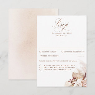 パンパスグラス乾燥した葉の結婚式RSVP 出欠カード