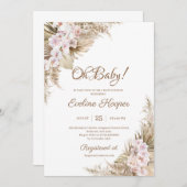 パンパスグラス乾燥パーム赤面バラオーキッドオーベビー  招待状 (正面/裏面)