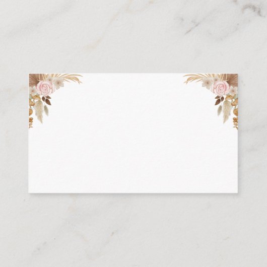 パンパスグラス乾燥フローラ本の赤ちゃんシャワー エンクロージャーカード (裏面)