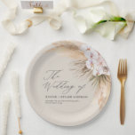 パンパスグラス乾燥植物文字ボホ結婚のp ペーパープレート<br><div class="desc">パンパスグラス乾燥した植物スクリプトbohoウェディングパーティー好意紙プレート。</div>