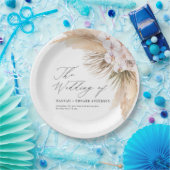 パンパスグラス乾燥植物文字ボホ結婚ズ ペーパープレート (パーティー)