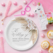 パンパスグラス乾燥植物文字ボホ結婚ズ ペーパープレート (パーティー)