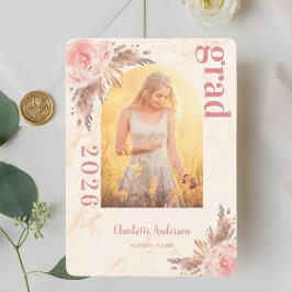 パンパスグラス写真赤面卒業 サンキューカード