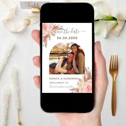 パンパスグラス写真赤面結婚式日付を保存 セーブザデート