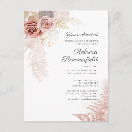 パンパスグラス卒業2025 インビテーションポストカード (正面)