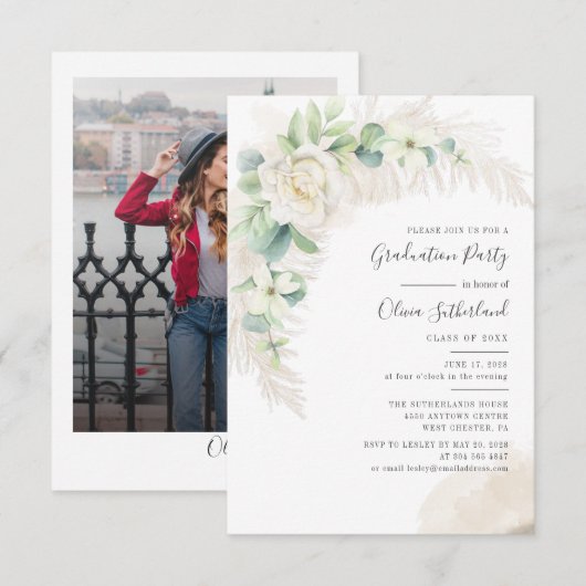 パンパスグラス卒業2025 フォトグラパーティ 招待状 (正面/裏面)