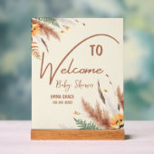 パンパスグラス小さなワイルドフラワーベビーガールシャワー アクリルサイン (ニュートラル)