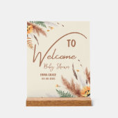 パンパスグラス小さなワイルドフラワーベビーガールシャワー アクリルサイン (正面)