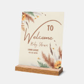 パンパスグラス小さなワイルドフラワーベビーガールシャワー アクリルサイン (傾斜)