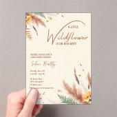 パンパスグラス小さなワイルドフラワーベビーガールシャワー アクリル招待状 (インサイチュ (ポータブル))