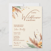 パンパスグラス小さなワイルドフラワーベビーガールシャワー 招待状 (正面)