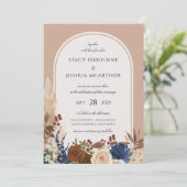 パンパスグラス水彩フローラボホ結婚ズ 招待状 (スタンド正面)