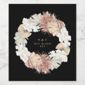 パンパスグラス熱帯ジャングル結婚フローラ ワインラベル (シングルラベル)