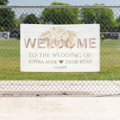 パンパスグラス白い花結婚の歓迎サイン 横断幕 (インサイチュ)