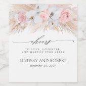 パンパスグラス白い蘭トロピカルエキゾチックな葉 ワインラベル (シングルラベル)