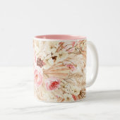 パンパスグラス砂漠熱帯ピンクの花 ツートーンマグカップ (正面右)