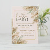 パンパスグラス秋シンプルベビーシャワー招待状 招待状 (スタンド正面)