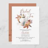 パンパスグラス素朴テラコッタブライダルティーパーティー 招待状 (正面/裏面)