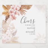 パンパスグラス素朴テラコッタ結婚ズ スパークリングワインラベル (シングルラベル)