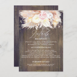 パンパスグラス素朴フローラ結婚ウッド詳細 エンクロージャーカード