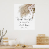 パンパスグラス素朴ブライダルシャワーウェルカムサイン ポスター (キッチン)