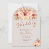 パンパスグラス素朴ボヘミアンバラ&コッパー 招待状 (正面)