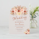 パンパスグラス素朴ボヘミアンバラ&コッパー 招待状 (スタンド正面)