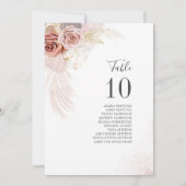 パンパスグラス結婚のテーブルの座席番号10 招待状 (裏面)