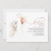 パンパスグラス結婚ズガウンテラコッタブライダルシャワー 招待状 (正面)