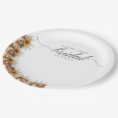 パンパスグラス結婚ズガウンボホブライダルシャワー ペーパープレート (アングル)