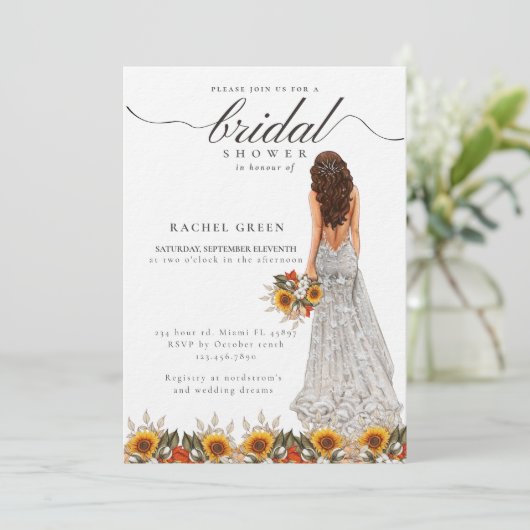 パンパスグラス結婚ズガウンボホブライダルシャワー 招待状 (スタンド正面)