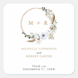 パンパスグラス結婚ズボホテラコッタモノグラムシック スクエアシール