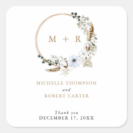 パンパスグラス結婚ズボホテラコッタモノグラムシック スクエアシール (正面)