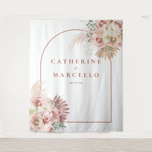 パンパスグラス結婚テラコッタの写真の背景 タペストリー (正面)