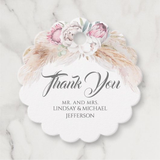 パンパスグラス結婚ピンクフローラありがとう フェイバータグ (正面)