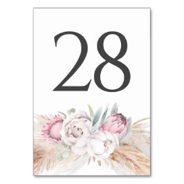 パンパスグラス結婚ピンクフローラのテーブル番号カード テーブルナンバー