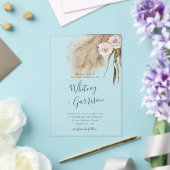 パンパスグラス結婚ピンクフローラ アクリル招待状 (インサイチュ (ウェディング))