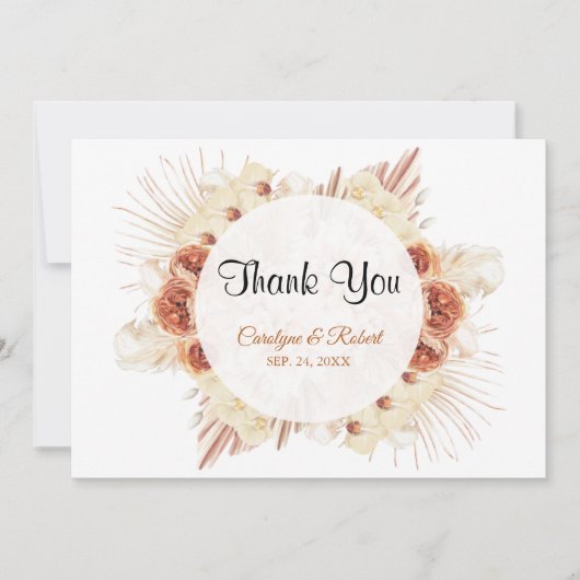 パンパスグラス結婚フローラサンキューカード サンキューカード (正面)