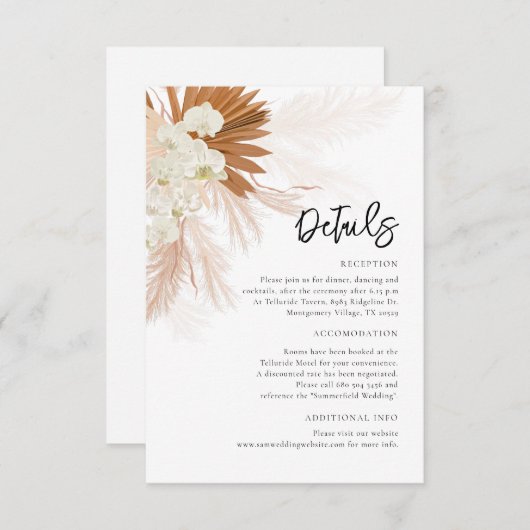 パンパスグラス結婚フローラ詳細 エンクロージャーカード (正面/裏面)