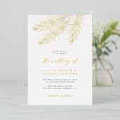 パンパスグラス結婚熱帯性金ゴールド実在 箔招待状 (立ち正面)