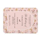 パンパスグラス花模様バラ金ゴールド結婚式招待状 マグネット (横)