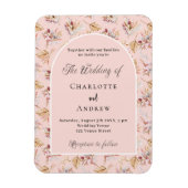 パンパスグラス花模様バラ金ゴールド結婚式招待状 マグネット (縦)