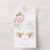 パンパスグラス葉パームスピンク結婚の花 オールインワン招待状 (内側)