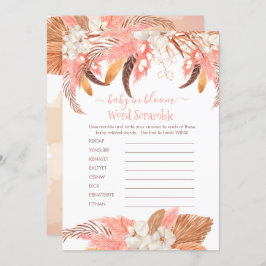 パンパスグラス赤ちゃんシャワー単語スクランブルゲームカード 招待状