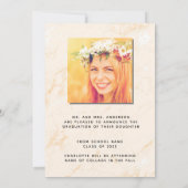 パンパスグラス赤面バラ金ゴールド大理石卒業 案内状 (裏面)