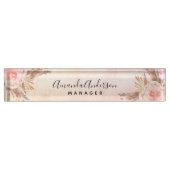 パンパスグラス赤面ピンクフローラバラ金ゴールド事業 デスクネームプレート (正面)
