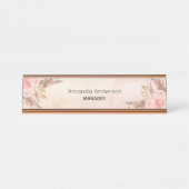 パンパスグラス赤面ピンクフローラバラ金ゴールド デスクネームプレート (正面)